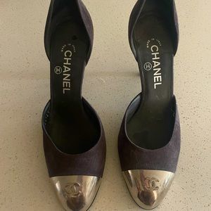 Chanel steel toe pumps size 37 1/2